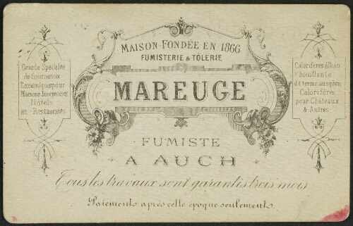 Mareuge - Fumiste à Auch - (Maison Fondée en 1866 - Fumisterie et Tôlerie)
