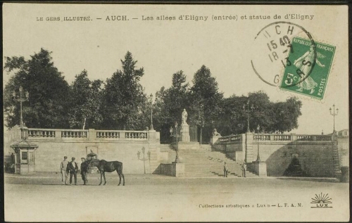 Le Gers illustré  -  Auch  -  Les allées d'Etigny (entrée) et statue de d'Etigny