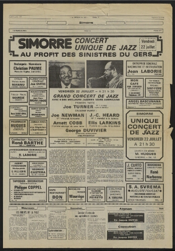 "Simorre : Concert unique de jazz au profit des sinistrés du Gers" (Régionale QUATRE)
