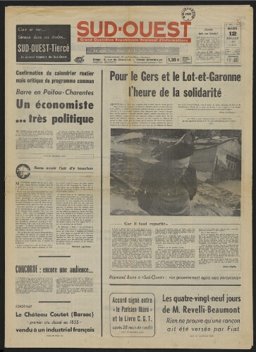 "Pour le Gers et le Lot-et-Garonne l'heure de la solidarité" (première page)